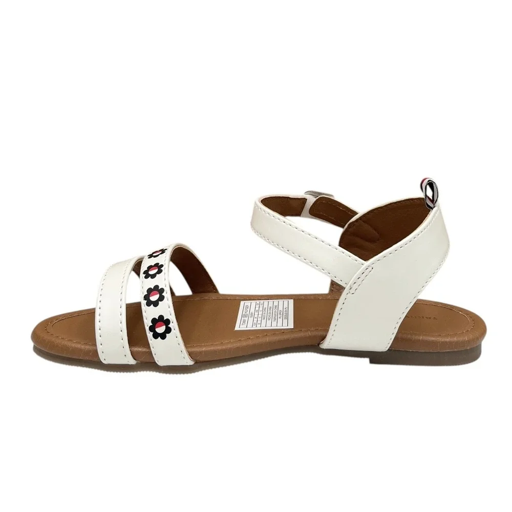 Tommy Hilfiger Youth Girls Slip-on Casual Sandals Size 1Y White‎ Floral Strap